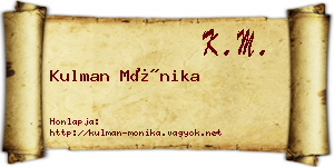Kulman Mónika névjegykártya
